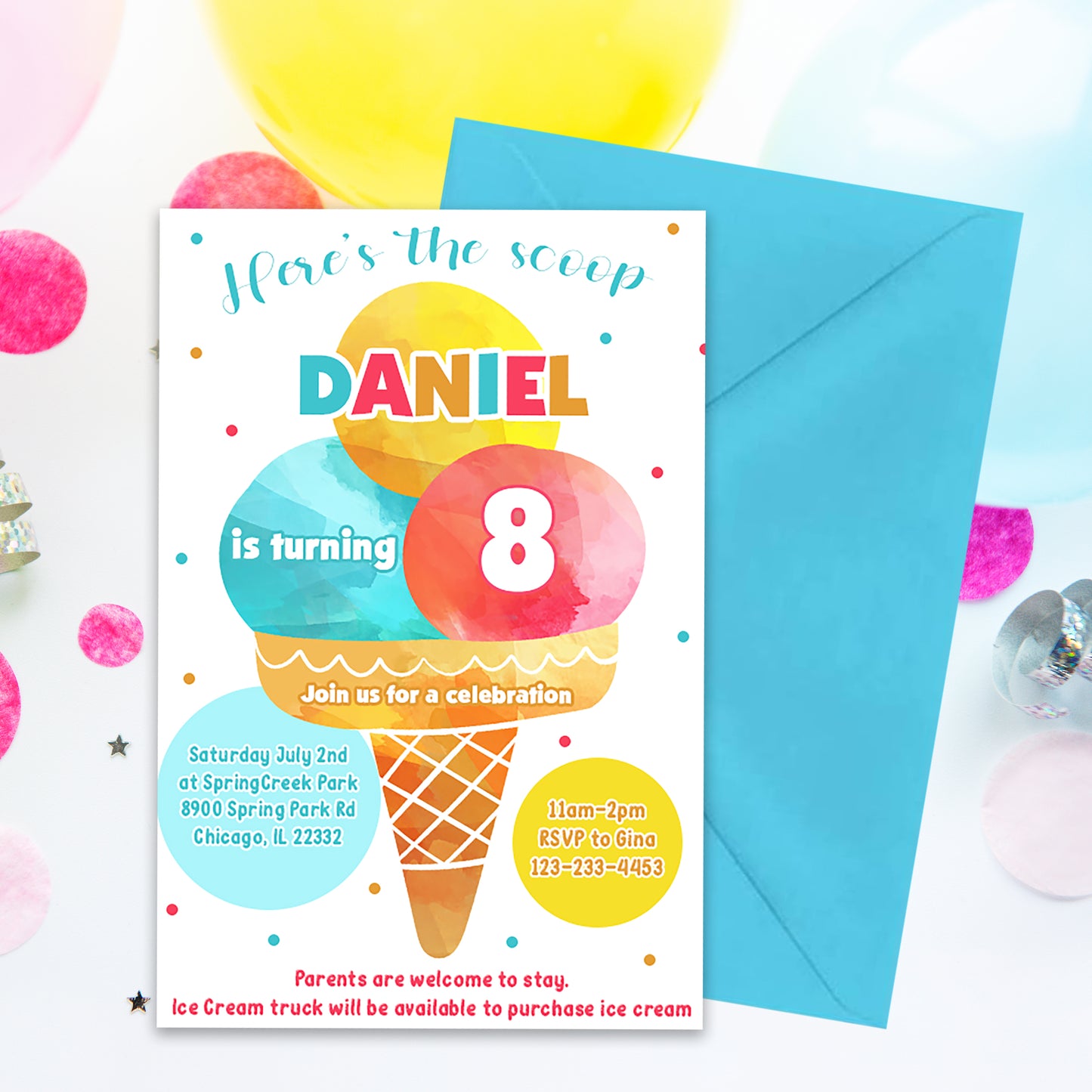 Ice Cream Party Invitation