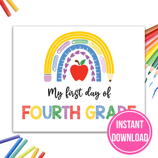 My First Day Of 4th Grade  | INSTANT DOWNLOAD