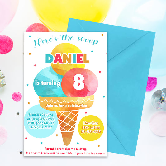 Ice Cream Party Invitation