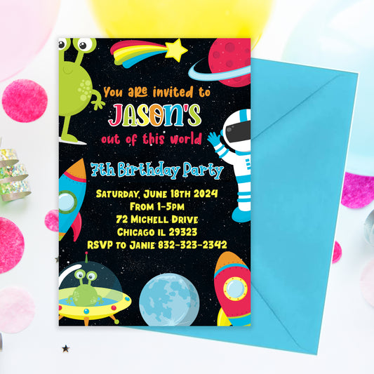 Space Birthday Invitation