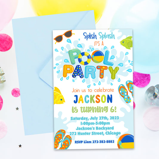 Kids Pool Party Invitation