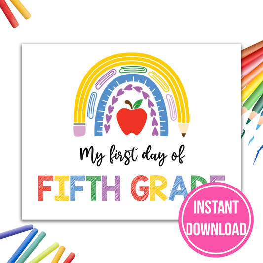 My First Day Of 5th Grade  | INSTANT DOWNLOAD