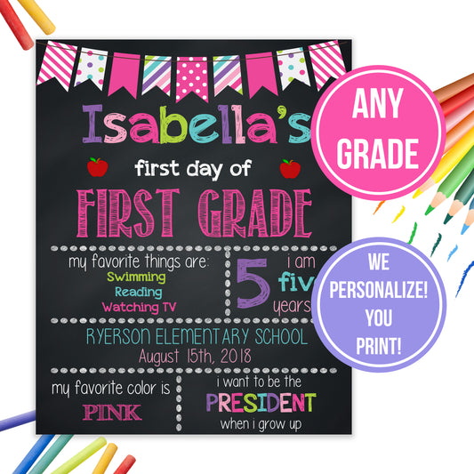 Pink School Sign | ANY GRADE