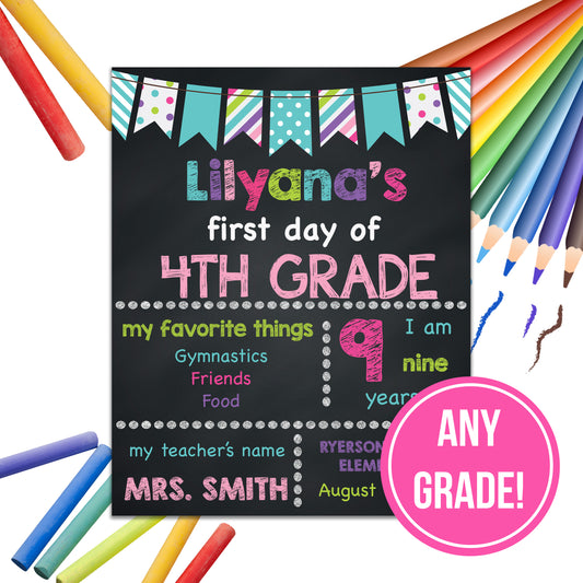 Fourth Grade School Sign | ANY GRADE