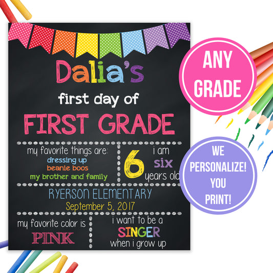 Rainbow Girls School Sign | ANY GRADE