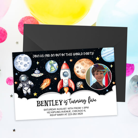 Space Photo Party Invitation