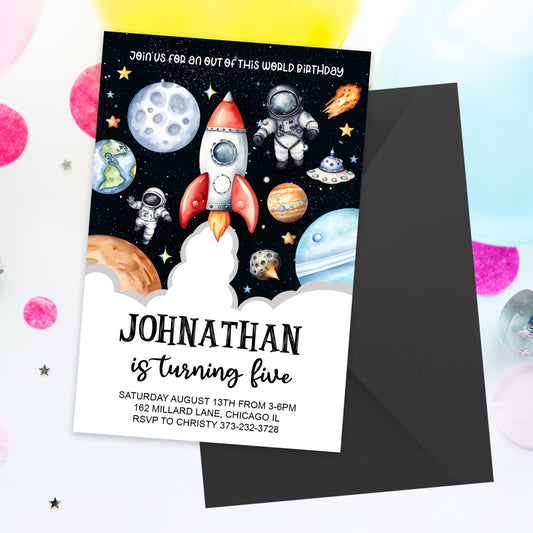 Kids Space Party Invitation